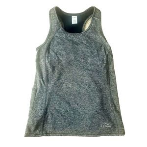 LL Bean Women’s Quick Dry Gray Stretch Workout Tank Top XS Racerback Pocket